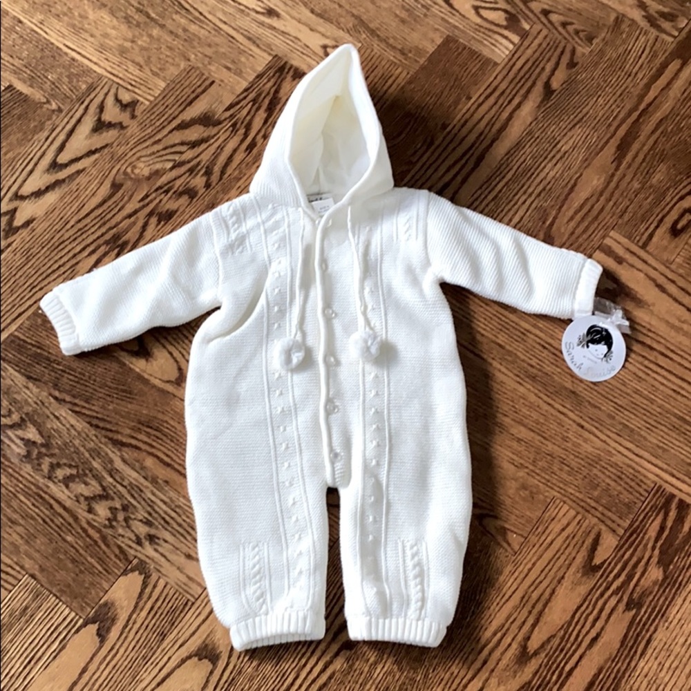 Sarah Louise Ivory Knitted Romper - Sz 6 Months